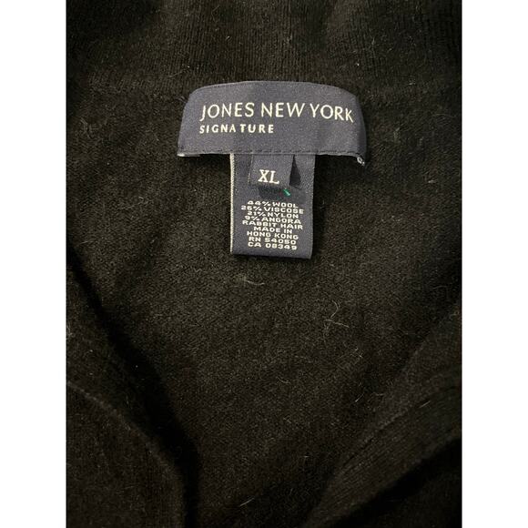 Jones New York Women's XL Black V-Neck Sweater Pearl Embellishments Wool Blend - Picture 3 of 6